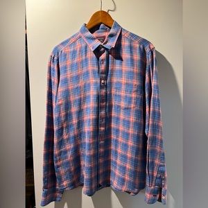 Untuckit linen check shirt